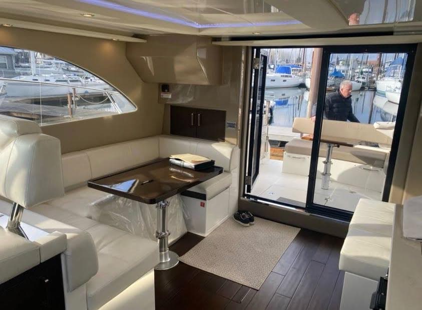 Boat on water with blue sky